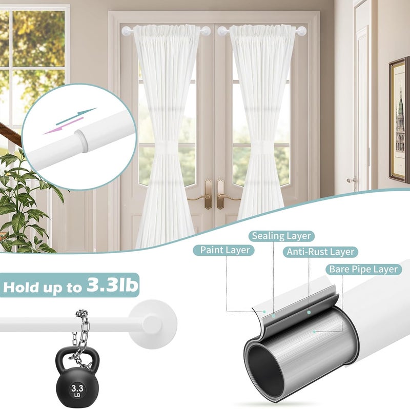 HTZON White Magnetic Curtain Rod for Door:Magnet Curtain Rods for Classroom Whiteboard,Small Adjustable Magnetic Towel Bar,Tool-Free French Magnet Rod with Leather Protective Cover No Drilling,16-28" - Image 2